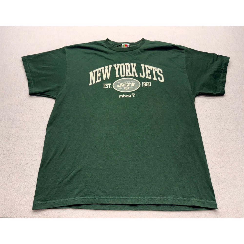 Vintage 90s New York Jets T Shirt XL Fruit Of The Loom Heavy Cotton MBNA Promo